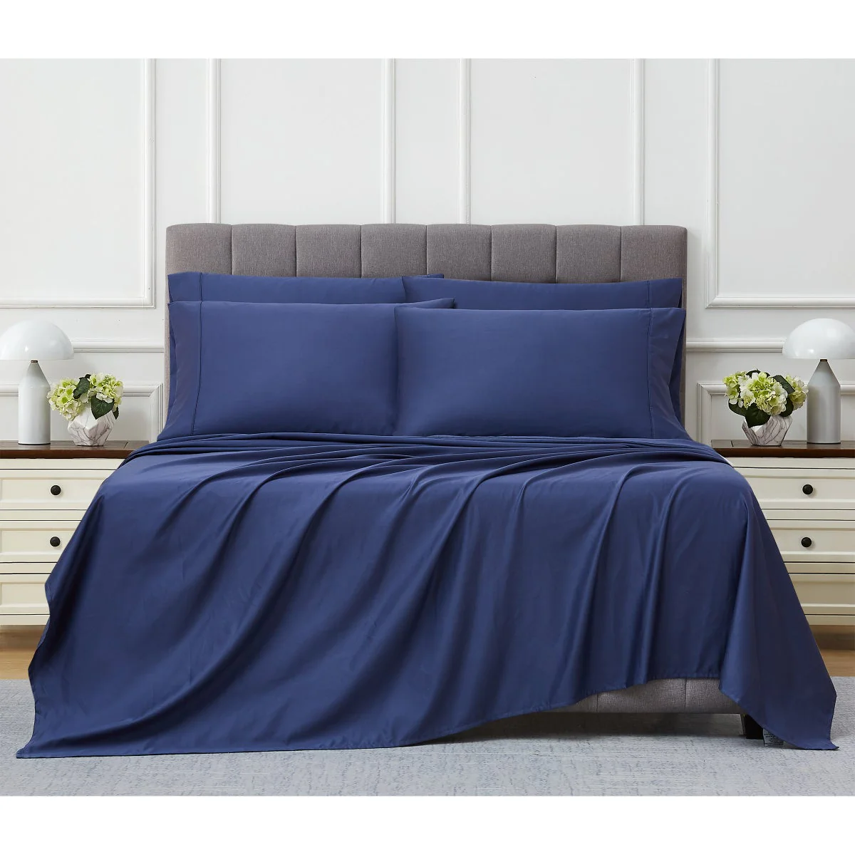 NEW - Kirkland Signature 680 Thread Count Sheet Set, Dark Blue, King