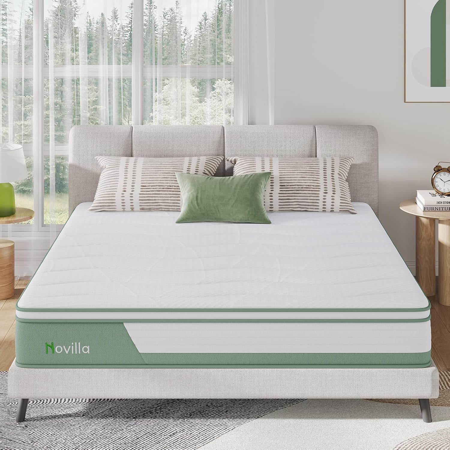 NEW - Novilla KING 12 Inch Mattress, 5-Zone Hybrid Mattress with Gel Memory Foam for Pressure Relief & Cool Night, MediumFirm King Bed Mattress in A Box - Retail $312 - Image 2