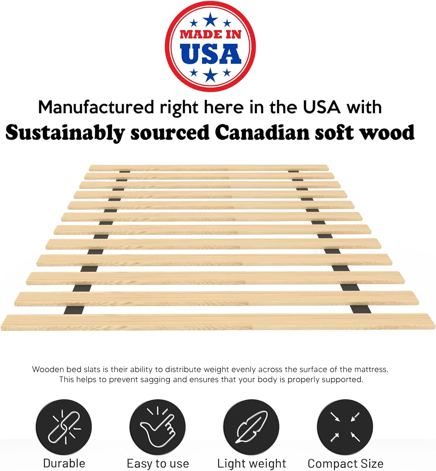 Greaton KING 0.68-Inch Heavy Duty Horizontal Wooden Bunkie Board/Bed Slats, King(76"), Beige - Image 3