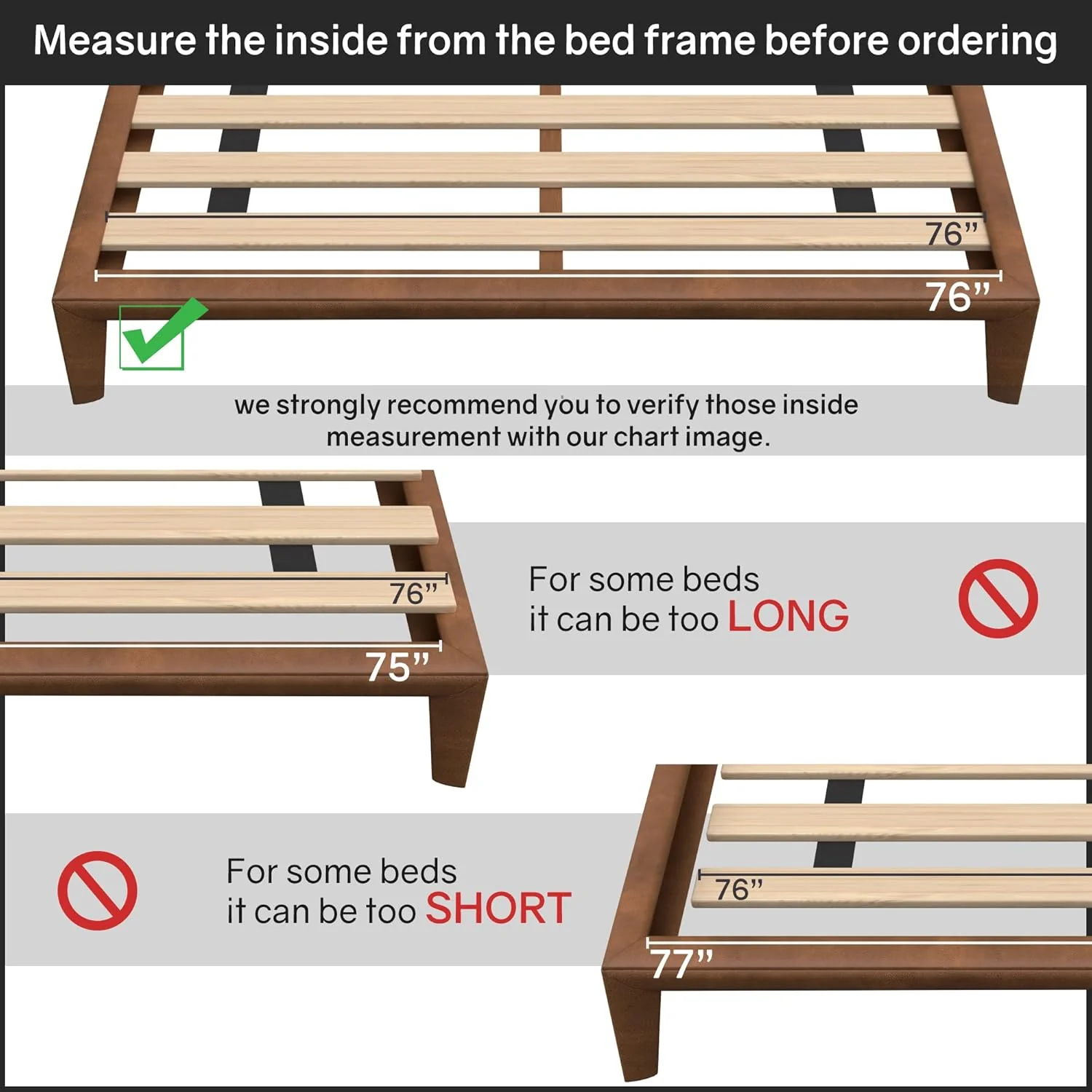 Greaton KING 0.68-Inch Heavy Duty Horizontal Wooden Bunkie Board/Bed Slats, King(76"), Beige - Image 4