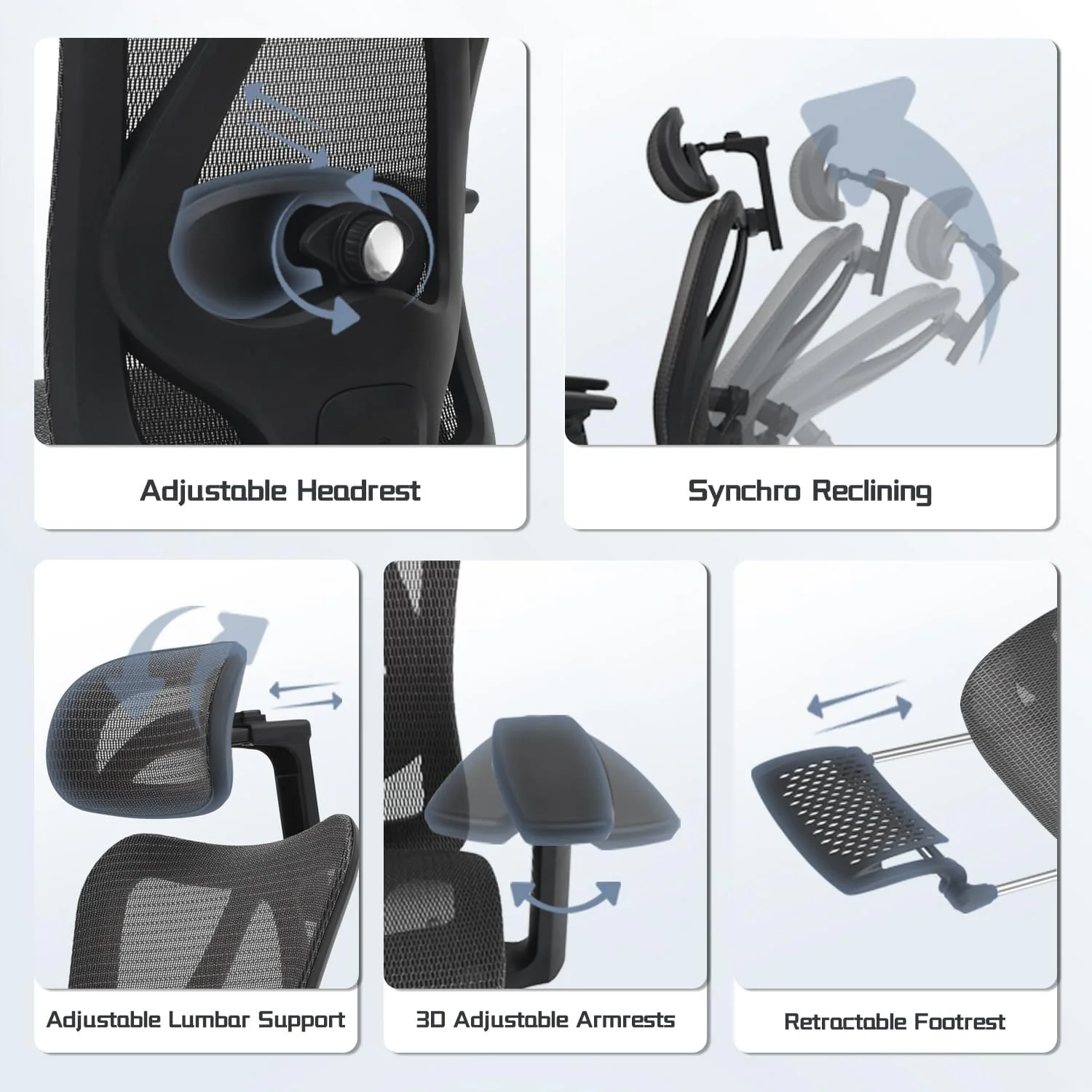 Ergonomic Office Chair, Comfort Mesh with Adjustable Lumbar Support, SGS Class 4 Gas Cylinder Certification Upgraded Black - Retail $160 - Image 3