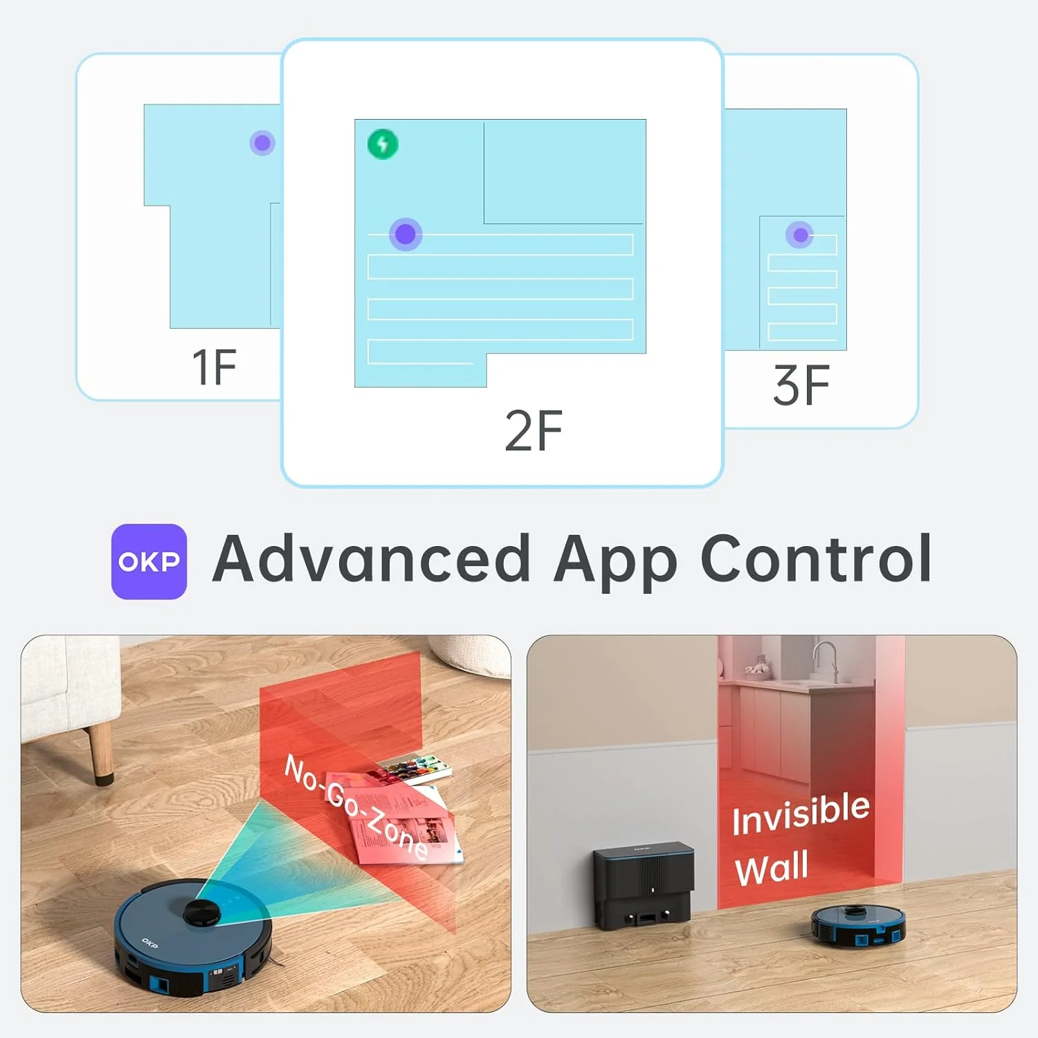 NEW - OKP L3 Robot Vacuum with Self-Empty Base, 90-Day Capacity, 200mins Runtime, Lidar Navigation, Home Mapping, Schedule, WiFi/App/Alexa, Robotic Vacuum Cleaner for Pet, Hard Floors, Carpet - Image 8