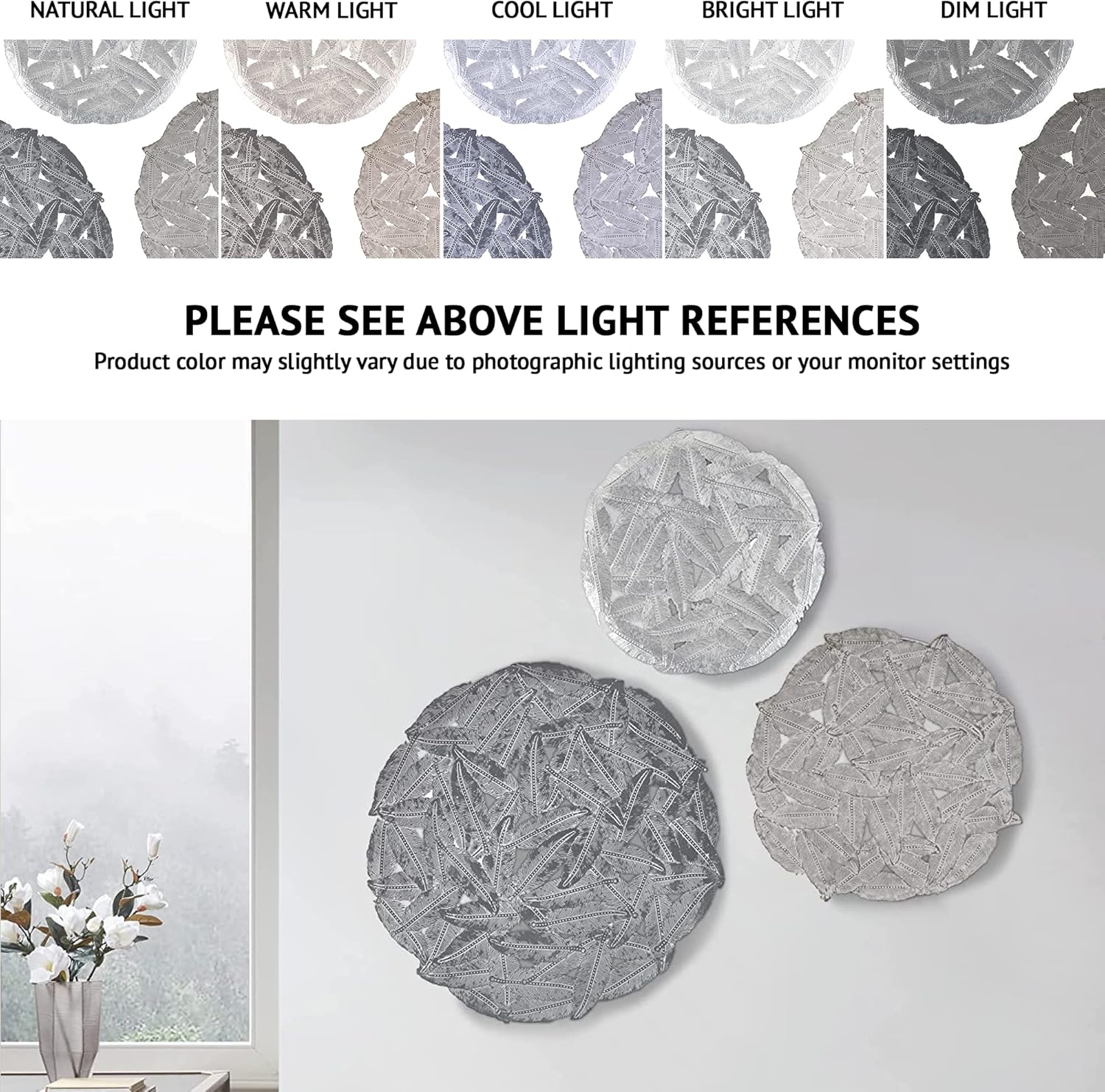 Madison Park Wall Art Living Room Metal Decor - Home Accent Modern Kitchen Dining Decoration, Ready to Hang Panel for Bedroom, Multi-Sizes, Rossi Grey 3 Piece - Retail $54 - Image 3