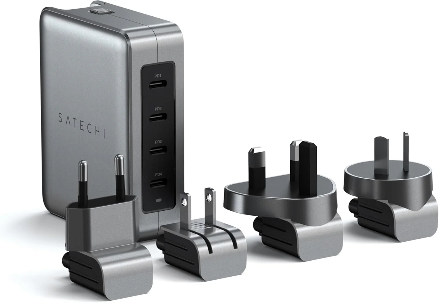 Satechi 145W GaN Travel Charger, 4-Port GaN USB C Charger, 2 USB-C PD 3.1, Fast Charging Travel Station for Laptop, for MacBook Air/Pro M5, iPad Air/Pro M5, iPhone 17 to 12 Series, Android, Windows