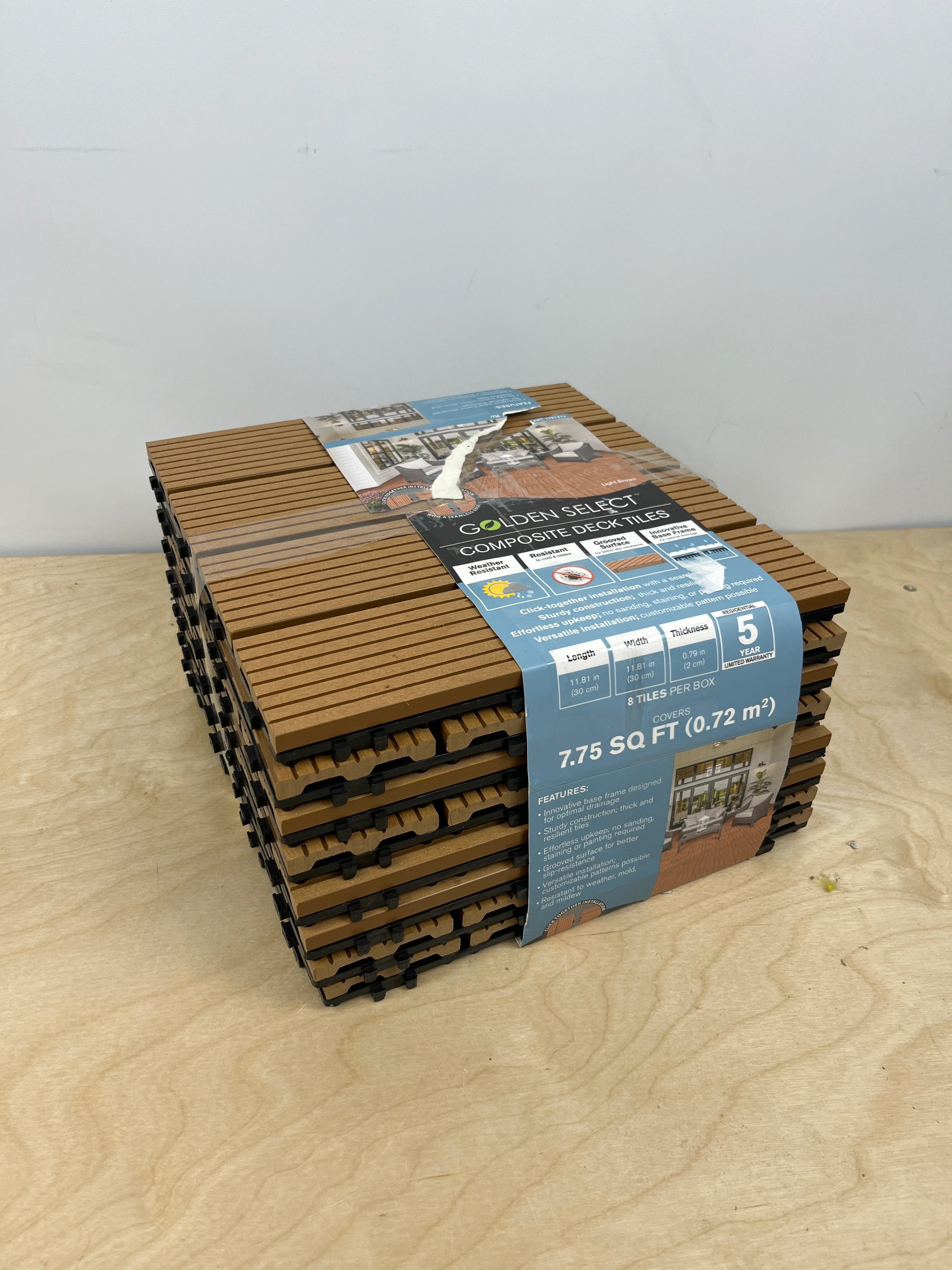 Golden Select Light Brown Composite Deck Tiles, 8 Pack - Image 5