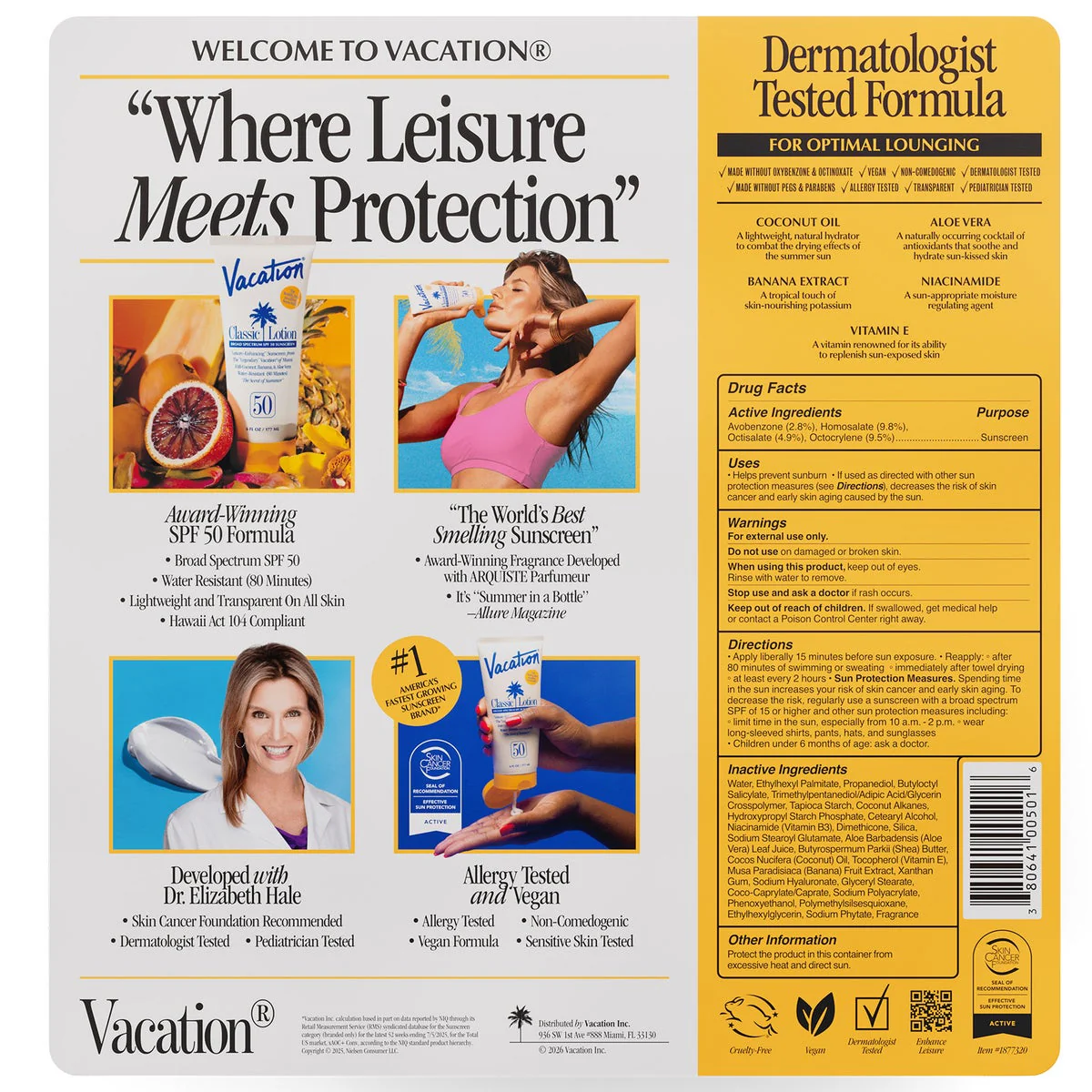 Vacation Classic Sunscreen Lotion, SPF 50, 6 fl oz Duo - Image 2