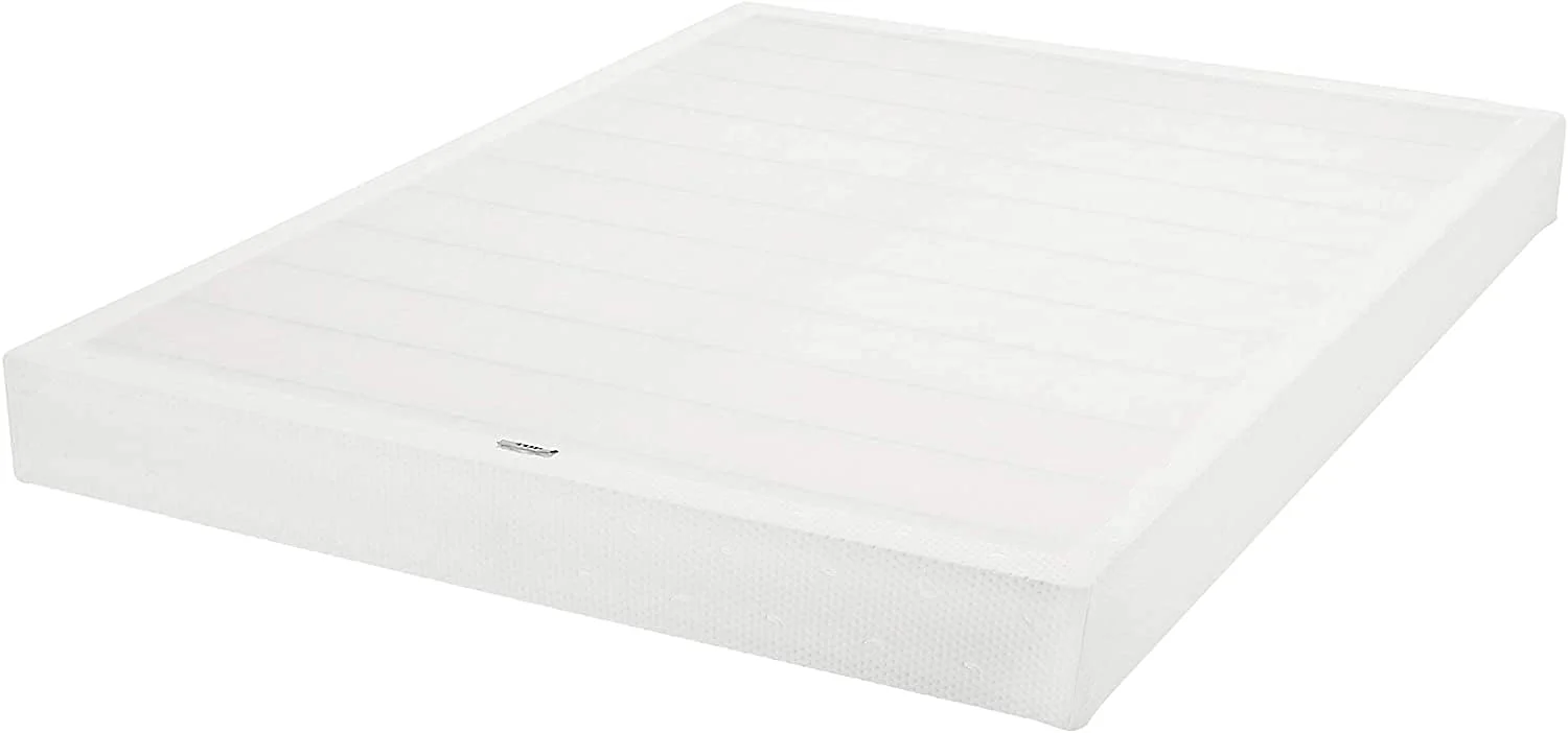 Amazon Basics Smart Box Spring Bed Base, 7-Inch Height Mattress Foundation, Tool-Free Easy Assembly, Queen, 79"L x 59.5"W x 7"H, White - Retail $120