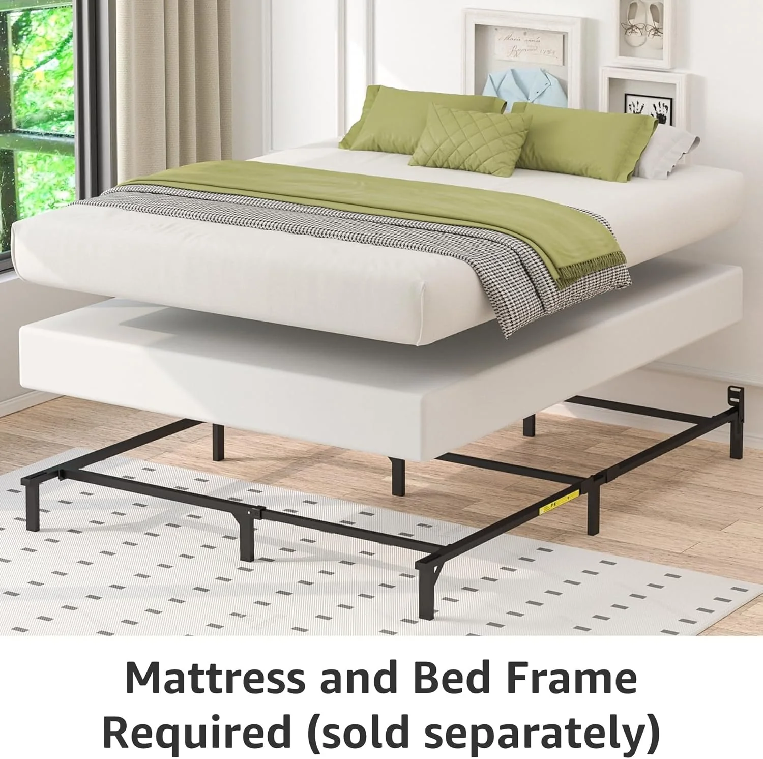 Amazon Basics Smart Box Spring Bed Base, 7-Inch Height Mattress Foundation, Tool-Free Easy Assembly, Queen, 79"L x 59.5"W x 7"H, White - Retail $120 - Image 3