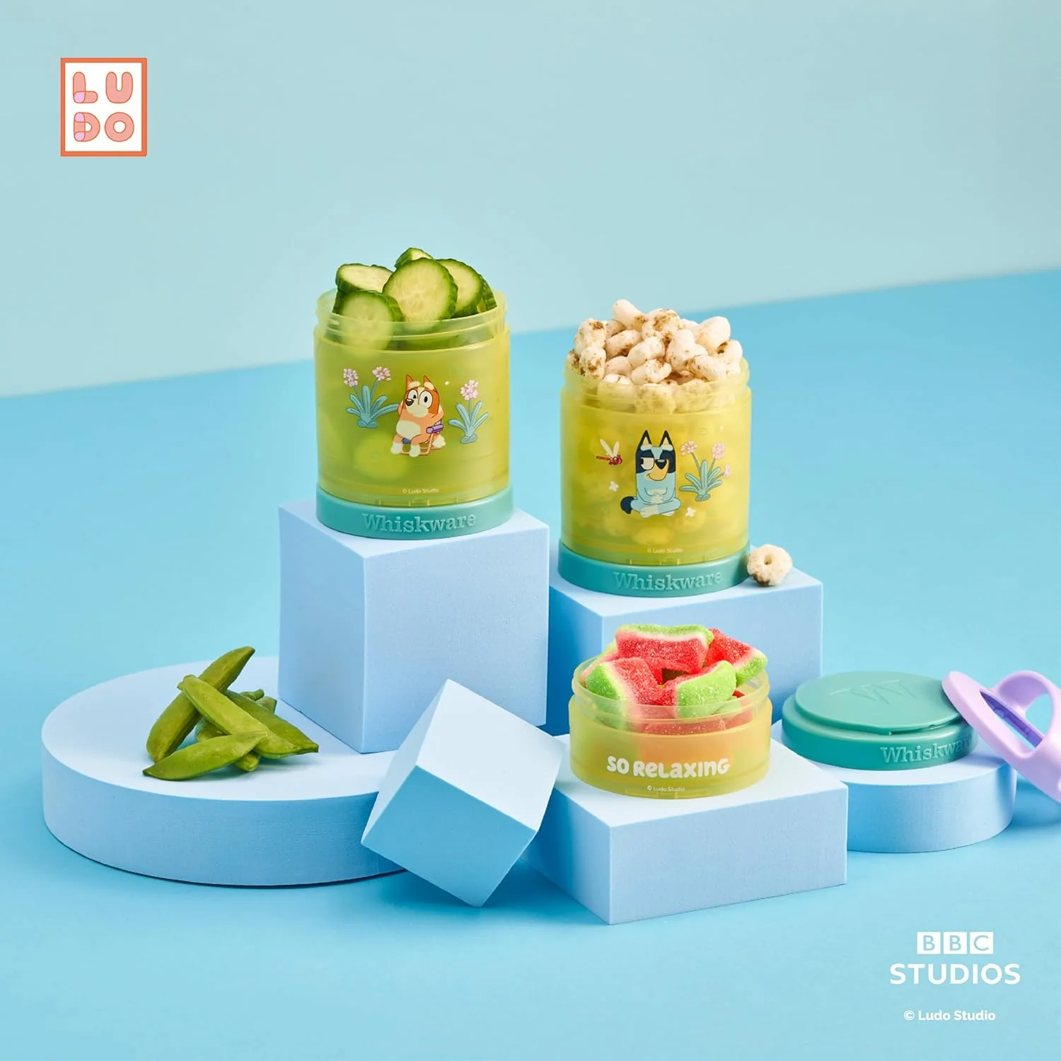 Whiskware Bluey Stackable Snack Containers for Kids and Toddlers, 3 Stackable Snack Cups for School and Travel, Bluey and Bingo, So Relaxing! - Retail $15 - Image 6