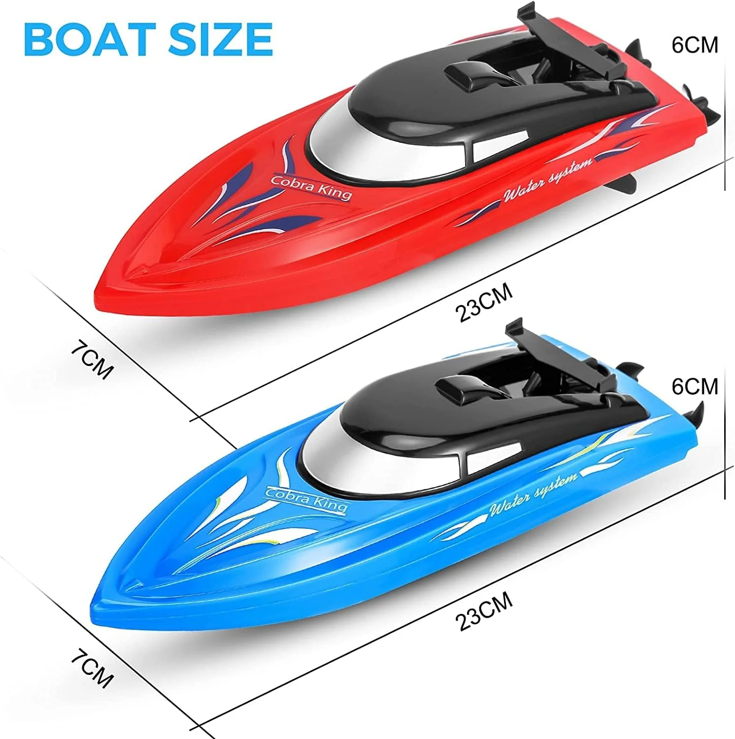2PACK RC Boat,Remote Control Boats for Kids and Adults,10km/H 2.4G High Speed Remote Control Boat,Fast RC Boats for Pools and Lakes with 4 Rechargeable Battery.(Blue+Red) - Image 6
