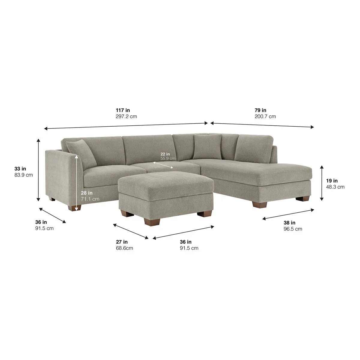 Thomasville Walsen Sectional with Storage Ottoman - Image 2