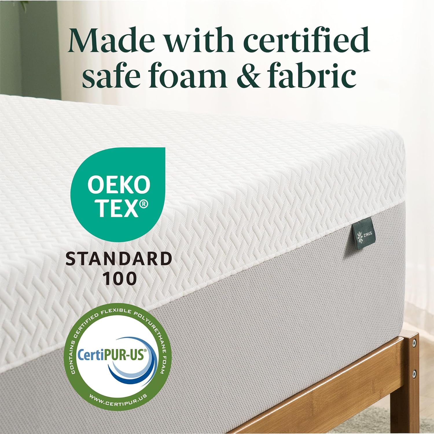 ZINUS 12 Inch KING Green Tea Essential Memory Foam Mattress [New Version], King, Fiberglass Free, Medium Feel, Breathable Airflow Memory Foam, Certified Safe Foams & Fabric, Mattress in A Box - Image 3