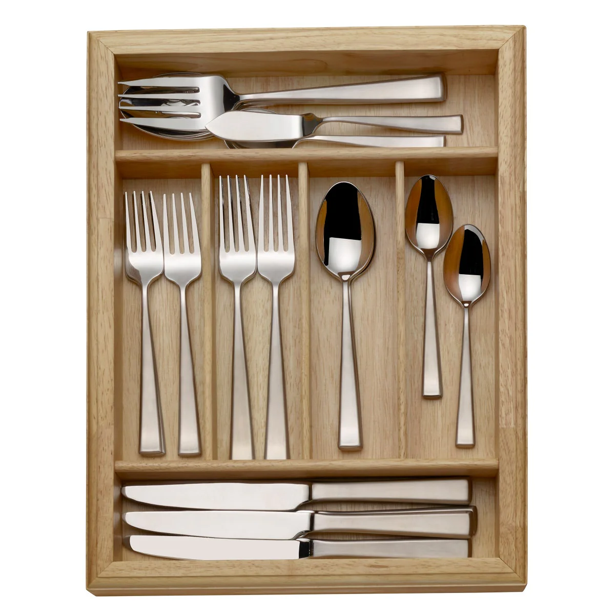 Mikasa Essex Satin 65-Piece Stainless Steel Flatware Set with Wood Caddy - Image 2