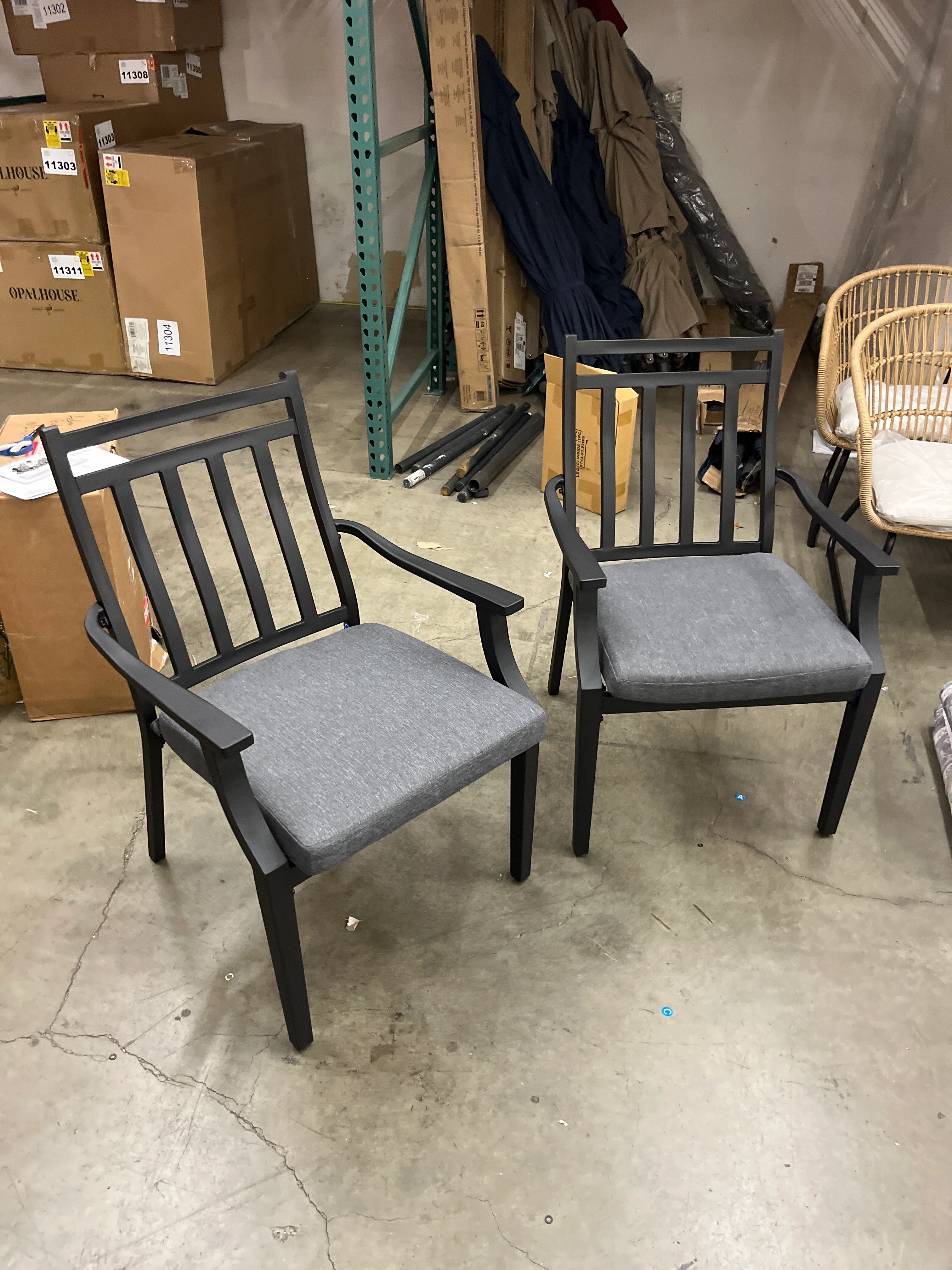 2pc Fairmont Stationary Outdoor Patio Dining Chairs Arm Chairs Black - Threshold: Ergonomic, Weather-Resistant Steel - Image 2