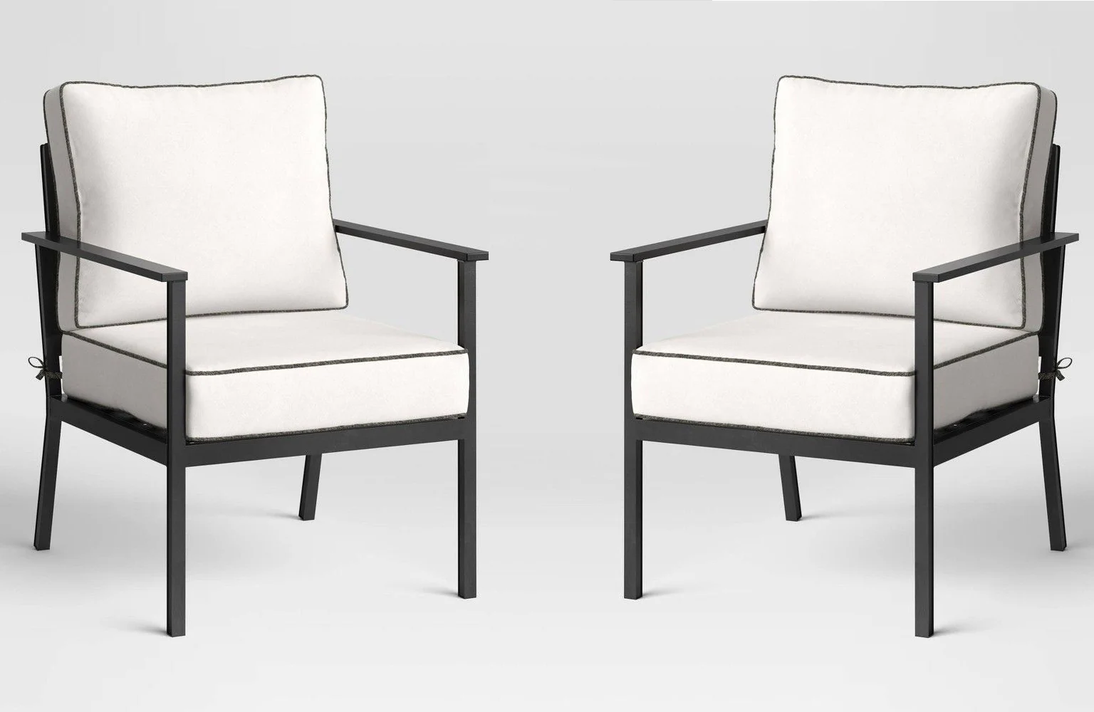 2pc Searsburg Aluminum Deep Seating Outdoor Patio Chair, Club Chair, Accent Chair White/Black