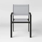 2pc Ryegate Weathered Teak Sling Outdoor Patio Dining Chairs Arm Chairs Gray - Image 3