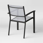 2pc Ryegate Weathered Teak Sling Outdoor Patio Dining Chairs Arm Chairs Gray - Image 4