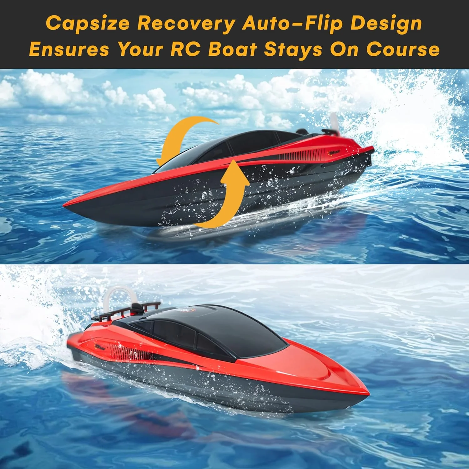 Top Race High-Speed Plastic RC Boat - Rechargeable Battery - 100 M Range - Jet Motor - Low Resistance Hull - Mini RC - Red - Image 7