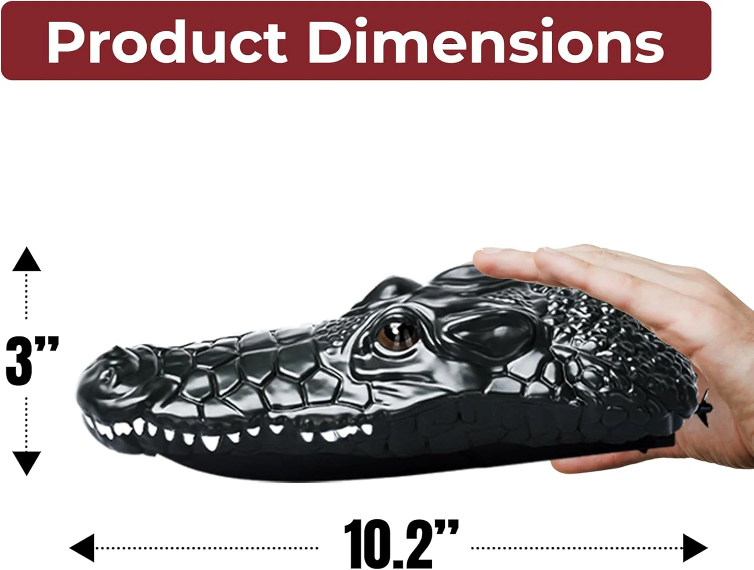 Top Race Remote Control Alligator Head - Remote Control Boat Prank Toy for Kids, Adults, Pranksters - 2.4G Waterproof RC Boats - Battery Powered - 3Hx10.2Linch - Retail $17 - Image 2