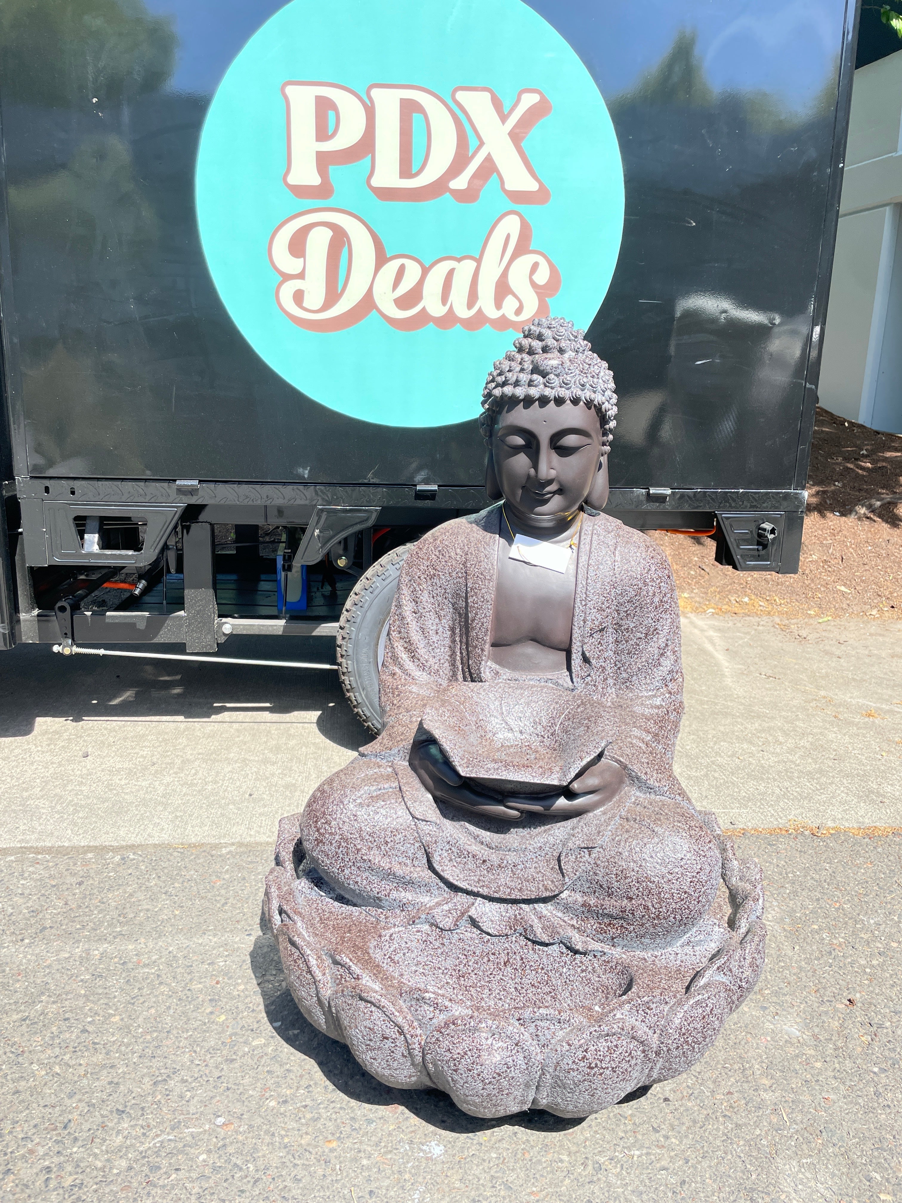 33" Sitting Buddha Waterfall Fountain with LED Accent Lighting - Retail $400 - Image 3