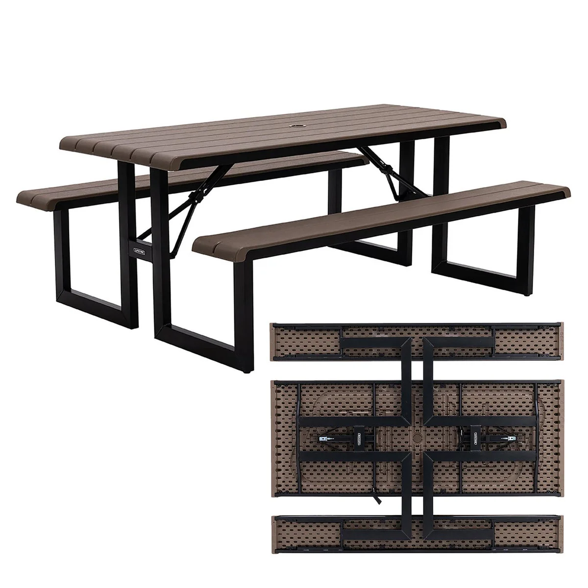 Lifetime Commercial 6 ft Folding Picnic Table with Bench Seating - Image 5