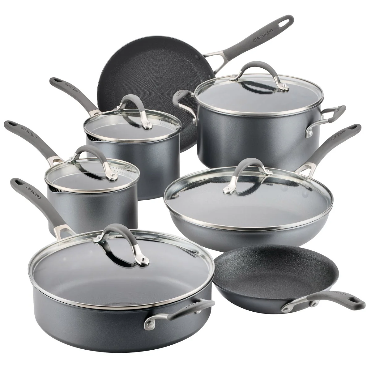 NEW - Circulon A1 Series with ScratchDefense Cookware Set, 12 Piece, Graphite - Image 2