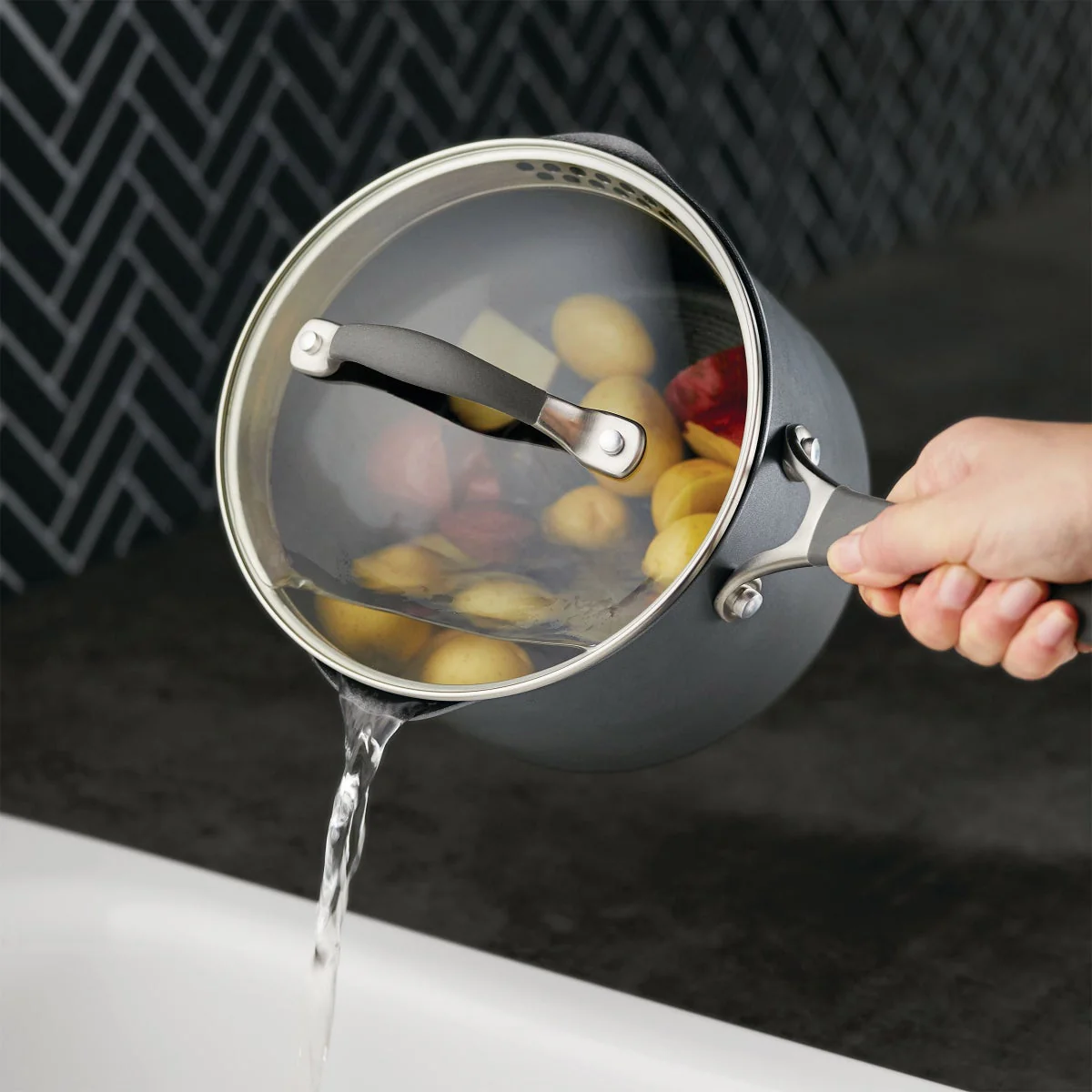 NEW - Circulon A1 Series with ScratchDefense Cookware Set, 12 Piece, Graphite - Image 5