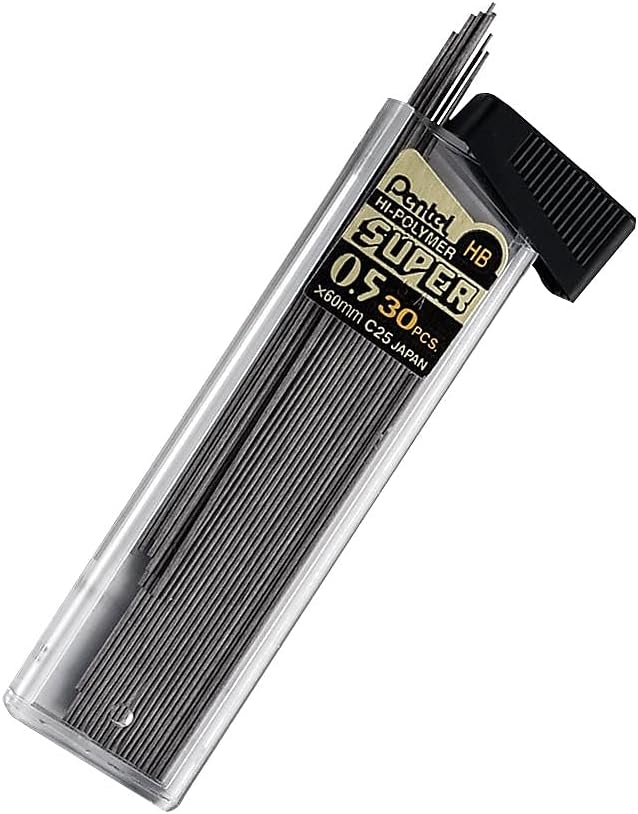 Pentel C25BPHB3K6 Super Hi-Polymer Lead Refills, 0.5mm, HB, Black, 30/Tube, 3 Tubes/Pack - Image 2