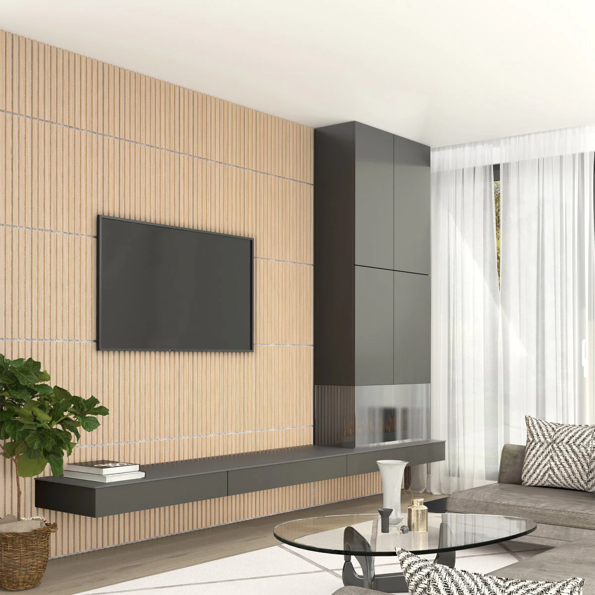 Artika Sonolok Sound-Absorbing Slatted Panel Kit - Oak - Image 2