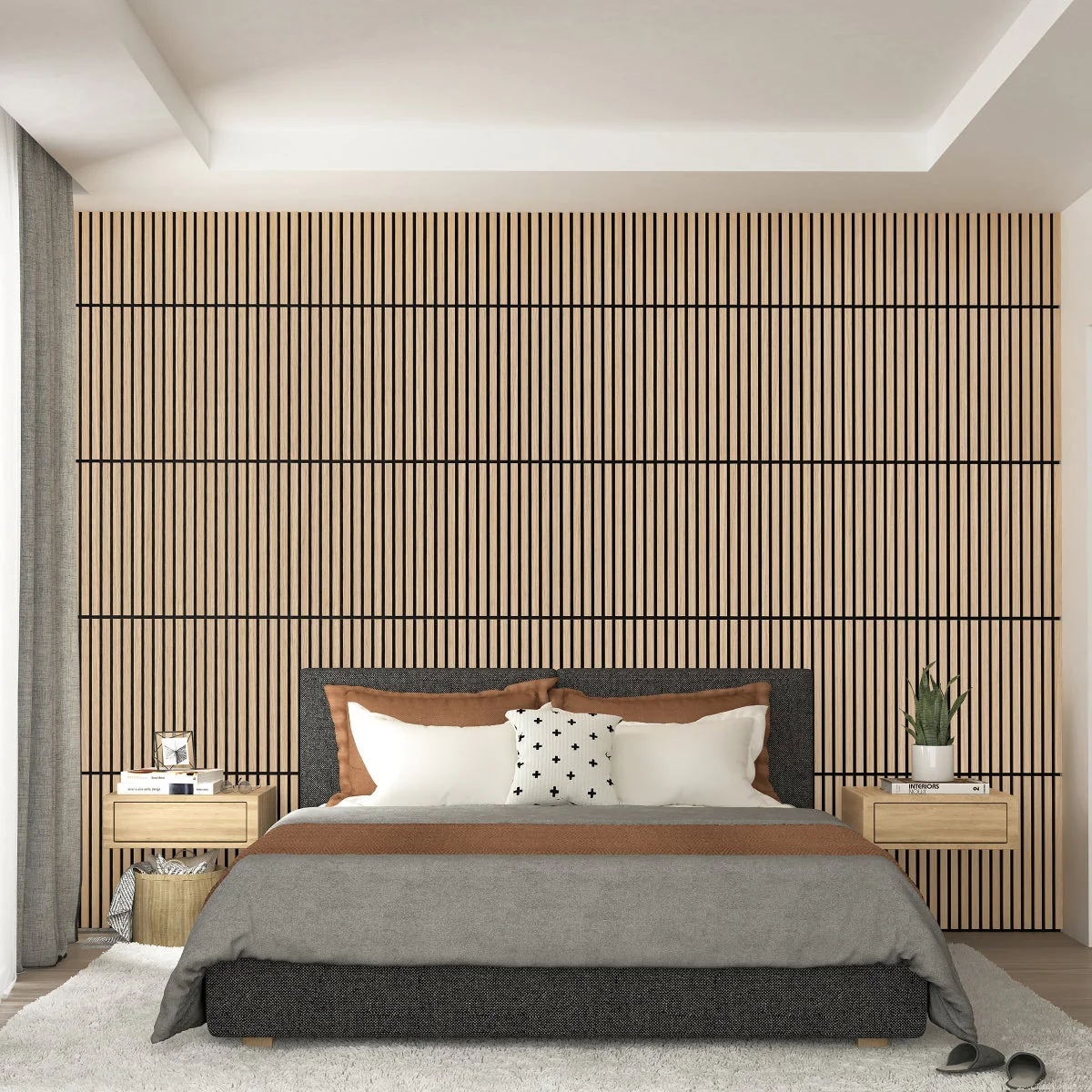 Artika Sonolok Sound-Absorbing Slatted Panel Kit - Oak and Black