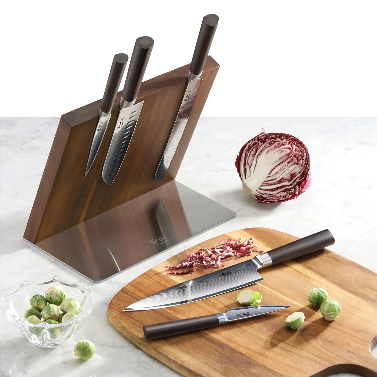 Cangshan Sobu Series 6pc Damascus Steel Knife Block Set - Retail $225 - Image 7