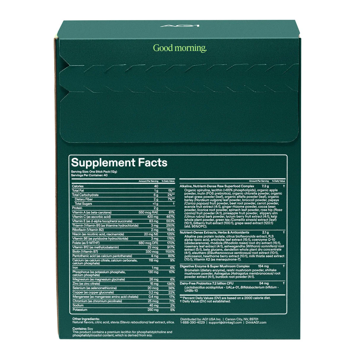 AG1 Classic Formula Greens Powder Supplement, 40 Travel Packs - Image 3