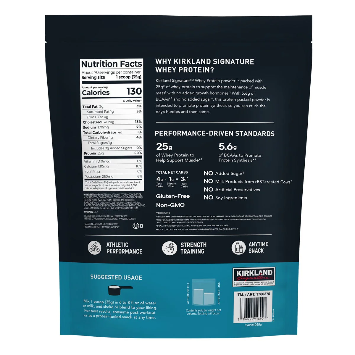 NEW - Kirkland Signature Whey Protein, Creamy Chocolate, 5.4lbs - Image 2