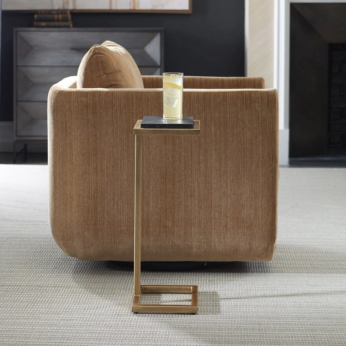 Cailin 23" Side Table, Black Marble - Image 4
