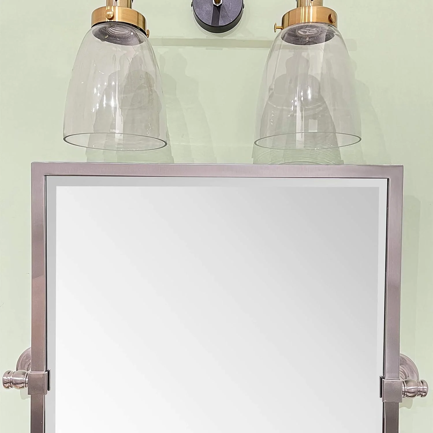 TEHOME Pivot Mirror Brushed Nickel Tilt Rectangle Bathroom Mirror Tilting Metal Framed Beveled Vanity Mirrors, Overall 23.9 x 24 inches (Mirrror 20 x 24 inches) - Image 6