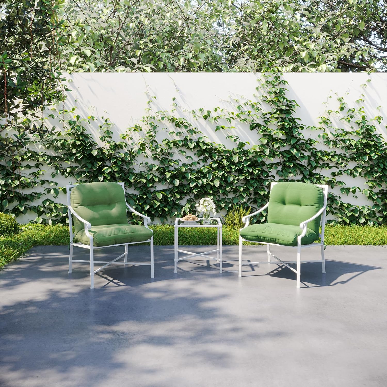 BOSSIMA Outdoor Indoor High Back Chair Tufted Thick Cushions Comfort Replacement Patio Seating Cushions Set of 2 Light Grey - Image 2