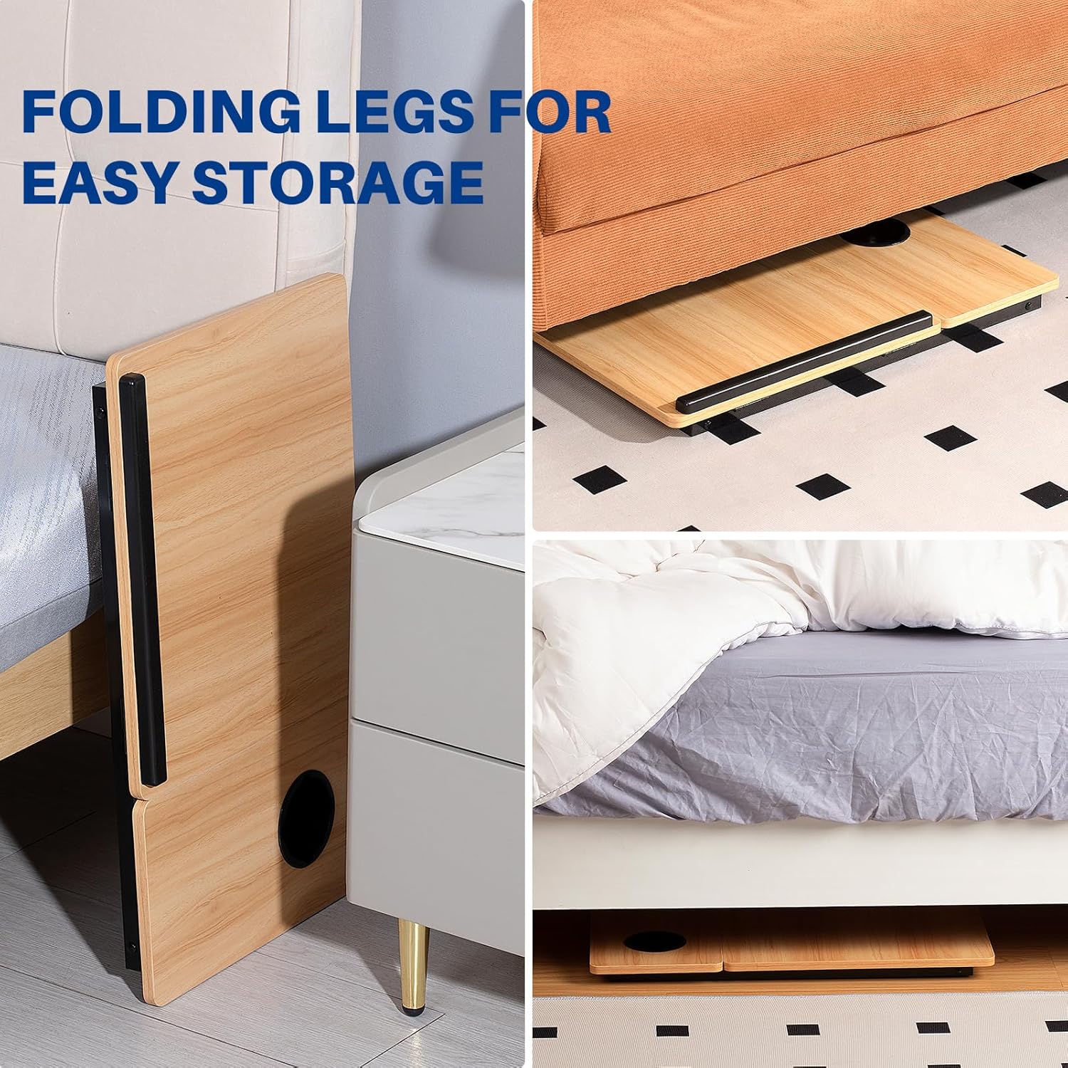 Laptop Desk for Bed Couch, Adjustable Foldable Bed Table with Cup Holder - Image 6