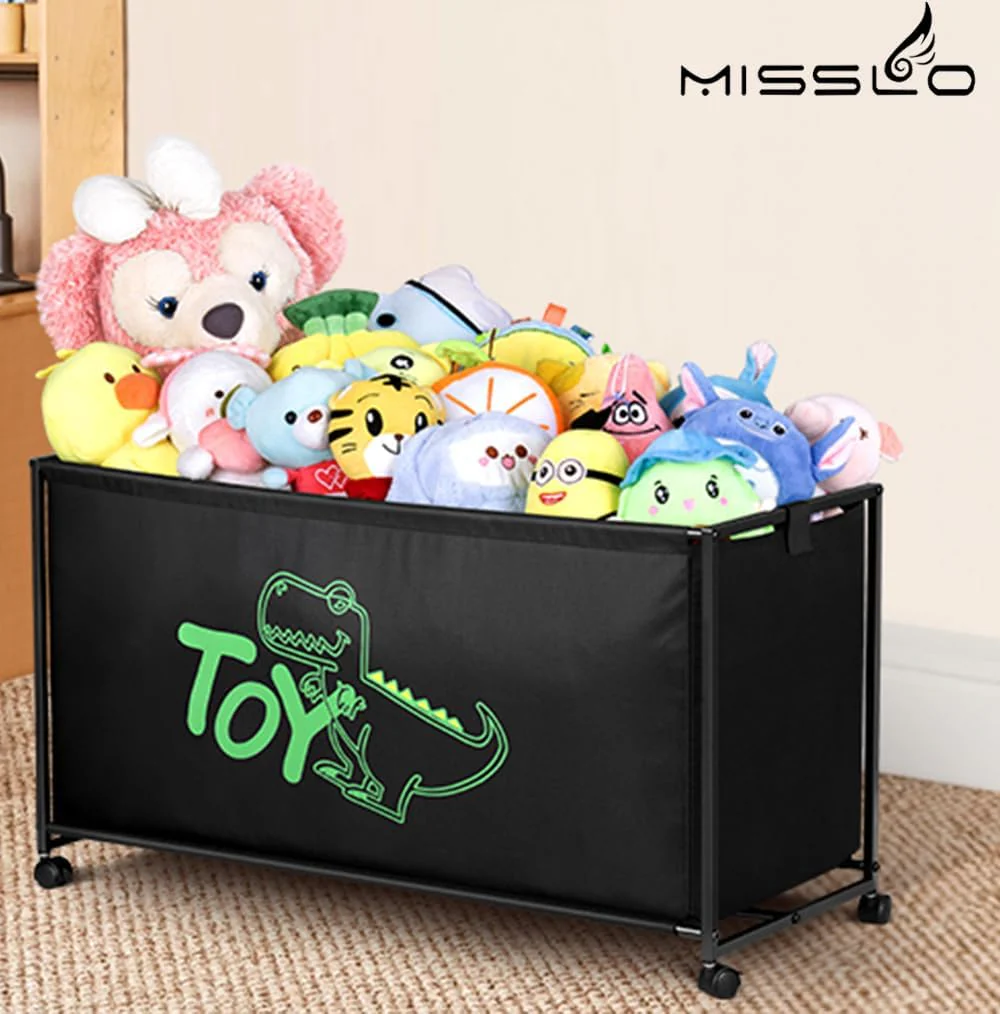 MISSLO Large Toy Box with Wheels Big Toy Chest for Kids Organizer Toy Storage Bin, 124L, Black - Image 7