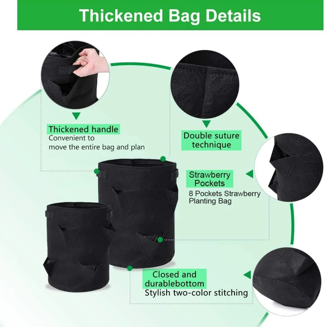 Strawberry Grow Bags, 2 Pack Strawberry Planter with Holes Grow Pockets - Image 3