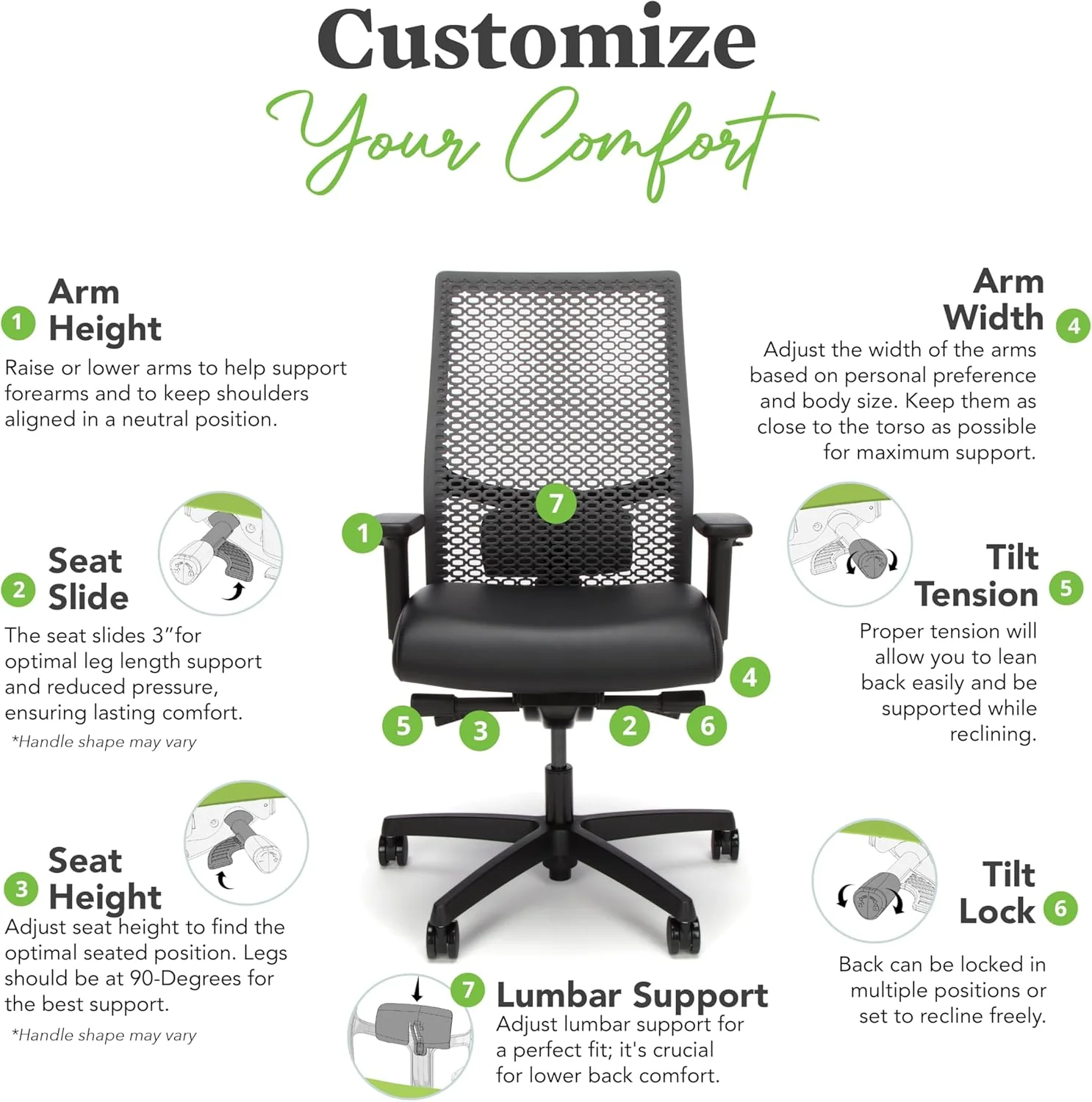 WHITE - HON Ignition 2.0 ReActiv Ergonomic Office Chair, Synchro-Tilt Recline, Breathable Flex Back, Swivel Wheels, Comfortable Desk Chair for Long Hours - Image 7