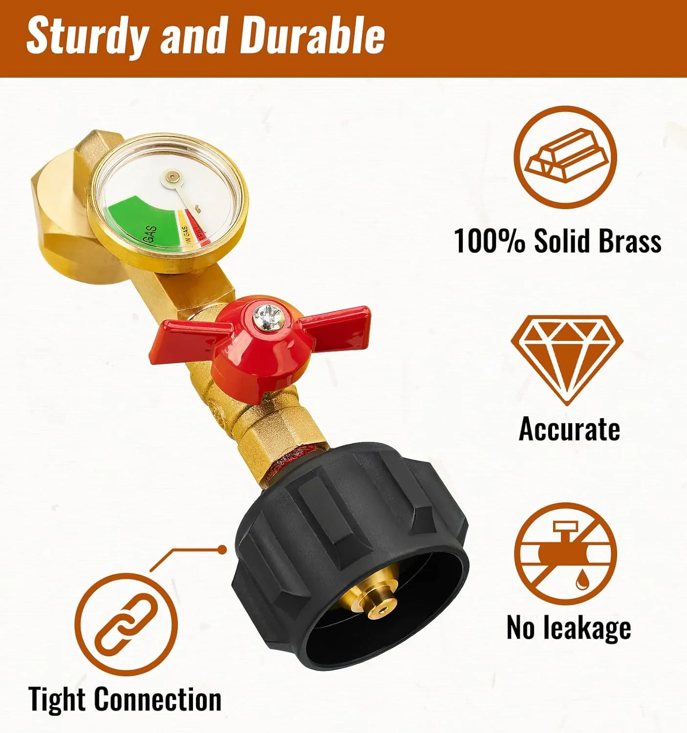 Propane Refill Adapter with Valve and Gauge, Fill 1 Pound Bottles from 20lb Tank, Fits QCC1 / Type1 Propane Tank and 1 lb Throwaway Disposable Cylinder Propane Bottle Connector - Image 3