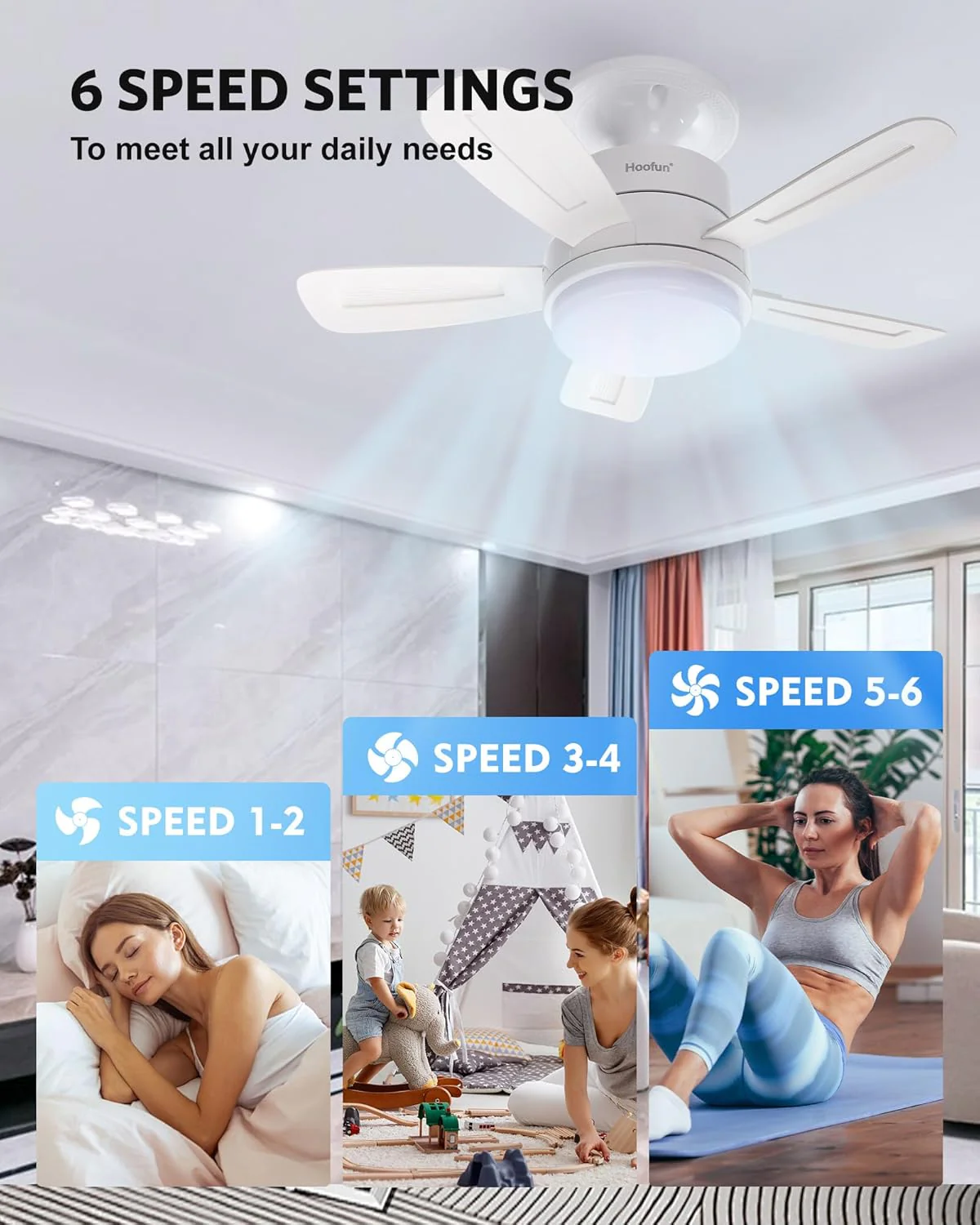 15.7" Socket Fan with Light and Remote, 3000K-6500K, 1700LM, Wireless Screw in Light Socket Fan for Bedroom, Kitchen, Living Room, Garage, E26 Base - Image 12