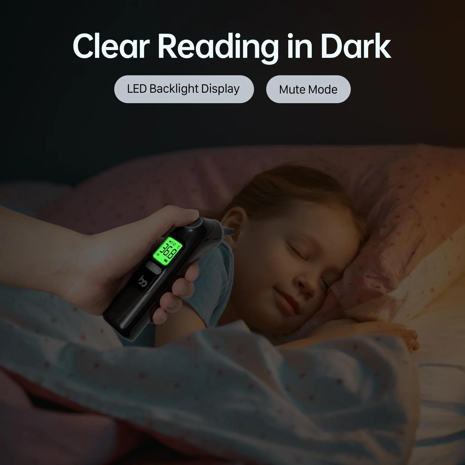 Ear Thermometer, Highly Accurate Ear Thermometer for Kids, Adults and Babies, 30 Memory Recall, 1s Result and 3-Color Fever Alert, with 24 Disposable Probe Covers, Black - Image 3