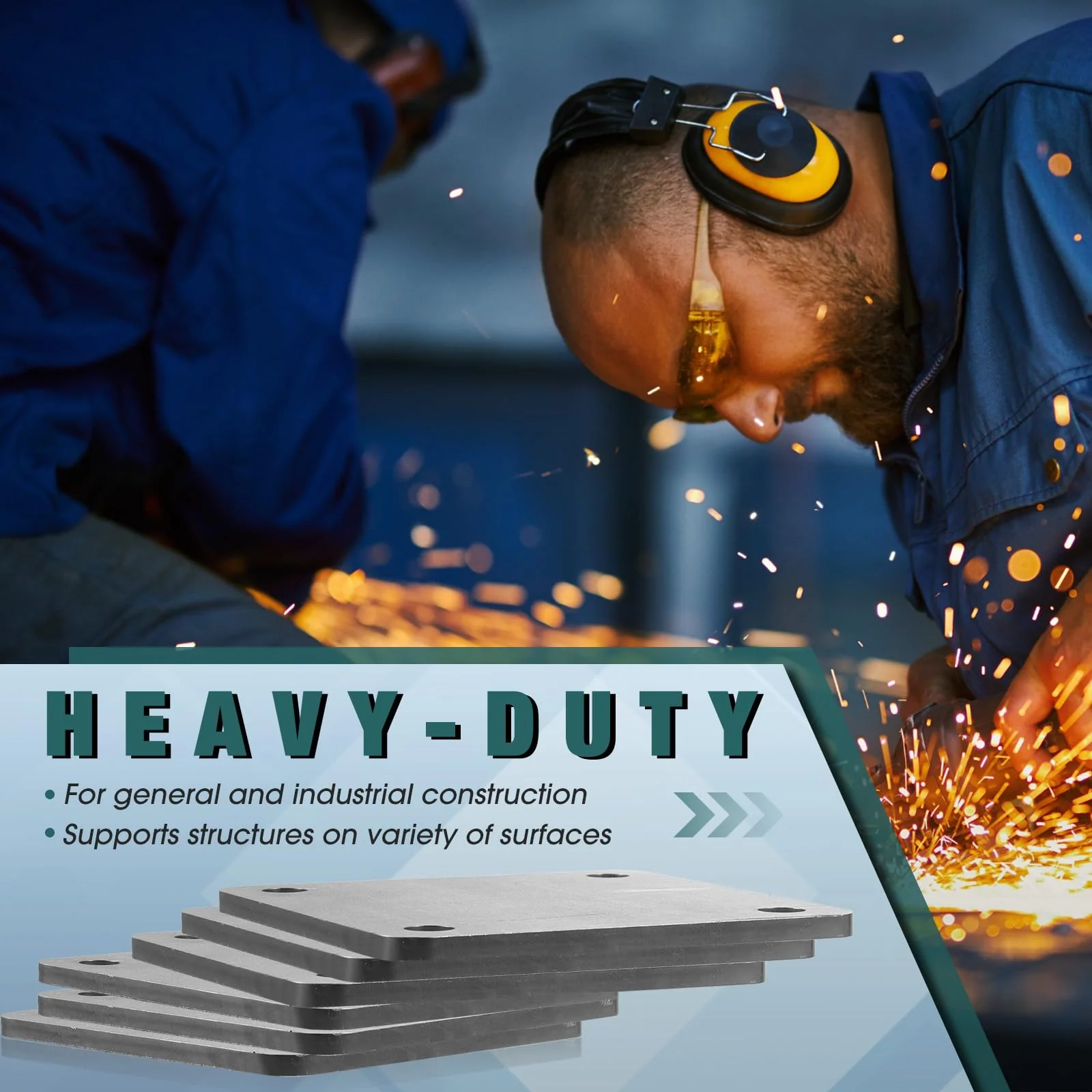 20 Pcs A36 Steel Plate Hot Rolled Steel Plate Base with 4 Holes 3/8 Inch Diameter, 3/16 Inch Thick Weldable Metal Sheet for Structure Support and Industrial Use (4 x 4 Inch) - Image 4