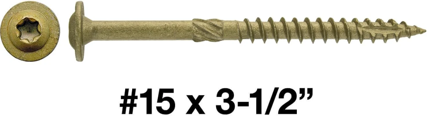 #15 x 3-1/2" Construction Lag Screw Exterior Coated Torx/Star Drive Heavy Duty Structural Lag Screw Far Superior to Common Lag Screws - Modified Truss Washer Head - 100 Screw Count - Image 5