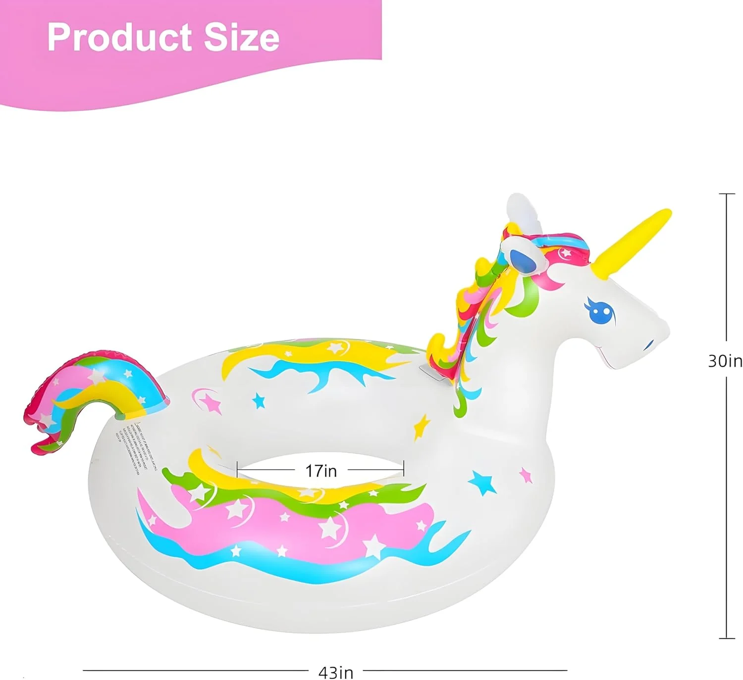 43 Inch Solar Powered Floating Unicorn Pool Light with 7 Modes Color Changed LED Lights,Large Inflatable Pool Swim Ring - Image 6