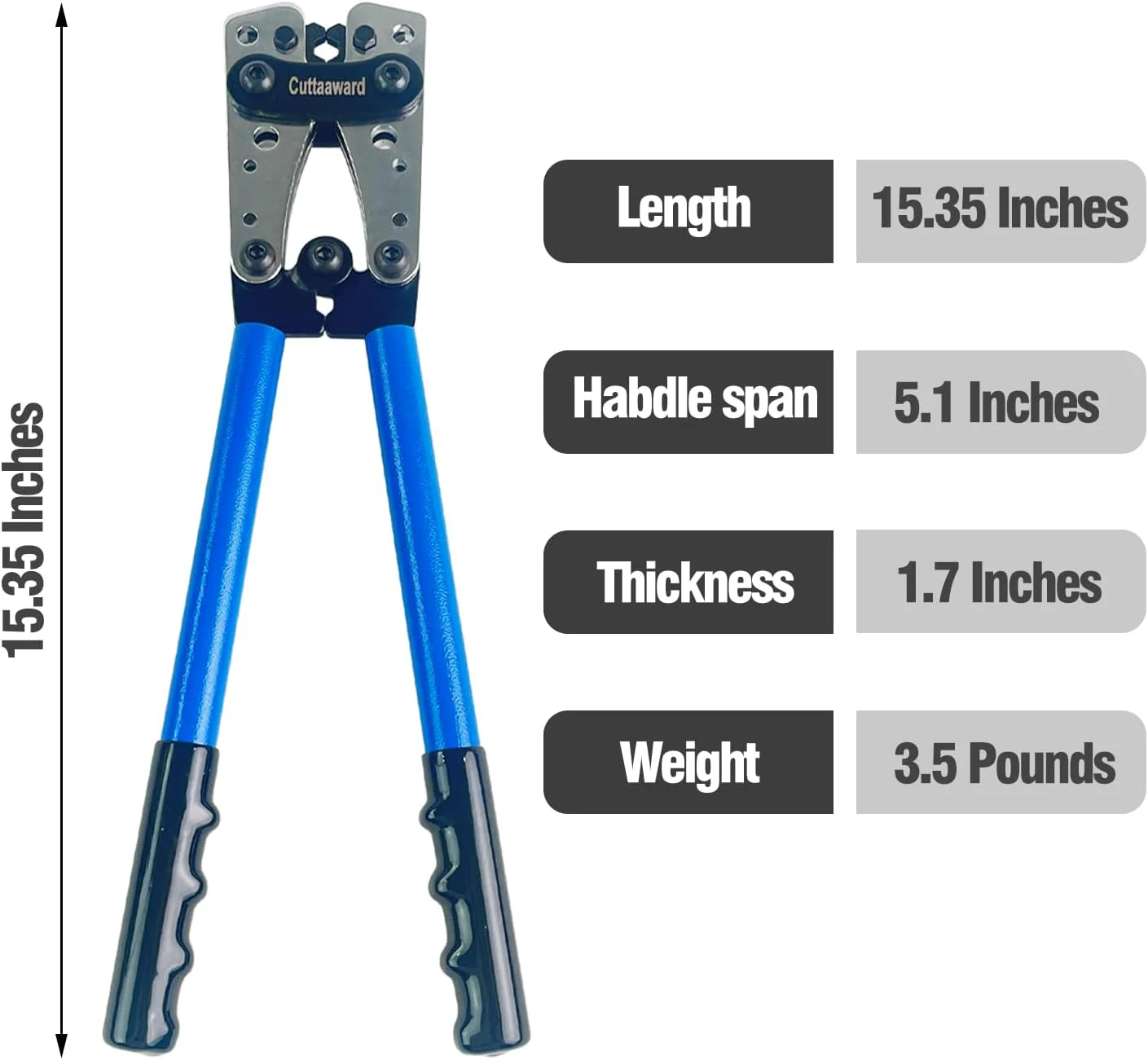 Battery Cable Lug Crimper - Heavy-Duty Wire Crimper for AWG 10-1, Hexagonal Crimping Tool with Aluminum Handle, High-Strength Steel, Wire EDM Cutting, Durable Battery Terminal Crimper for Copper Lugs - Image 2