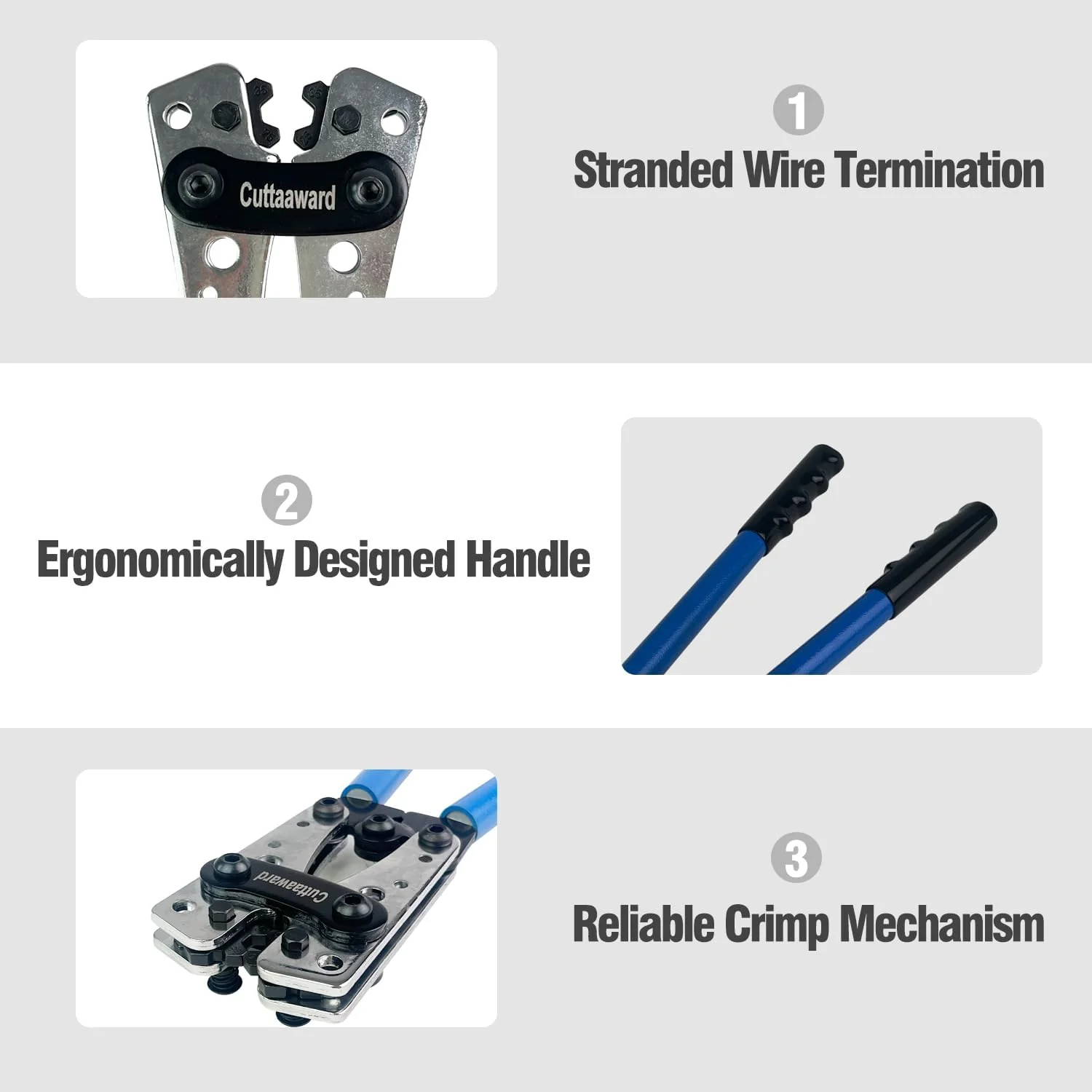 Battery Cable Lug Crimper - Heavy-Duty Wire Crimper for AWG 10-1, Hexagonal Crimping Tool with Aluminum Handle, High-Strength Steel, Wire EDM Cutting, Durable Battery Terminal Crimper for Copper Lugs - Image 3