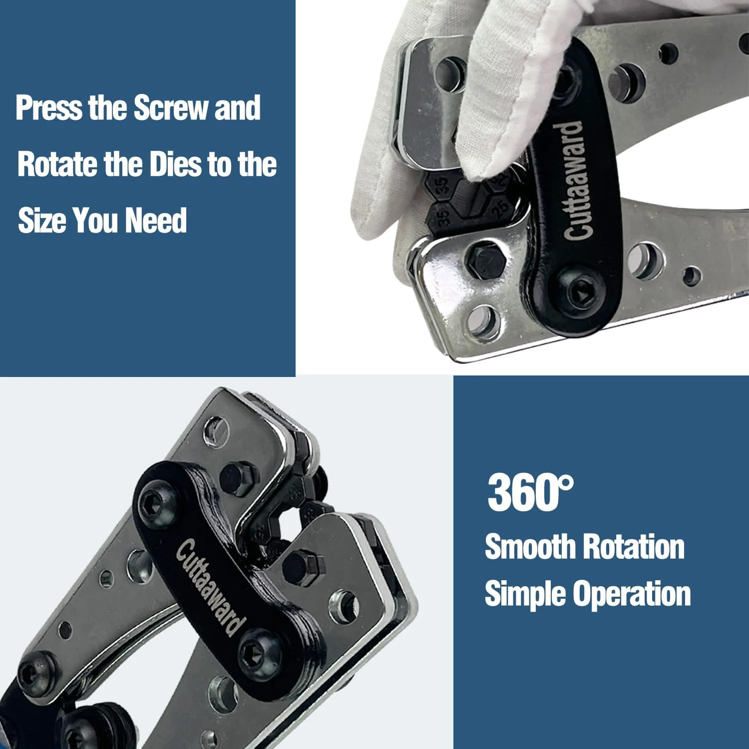 Battery Cable Lug Crimper - Heavy-Duty Wire Crimper for AWG 10-1, Hexagonal Crimping Tool with Aluminum Handle, High-Strength Steel, Wire EDM Cutting, Durable Battery Terminal Crimper for Copper Lugs - Image 5