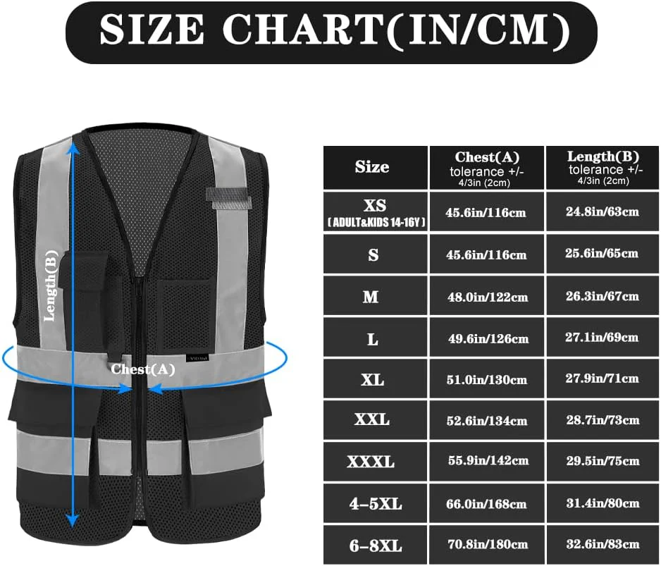 Black safety vest mesh for men small - Image 2